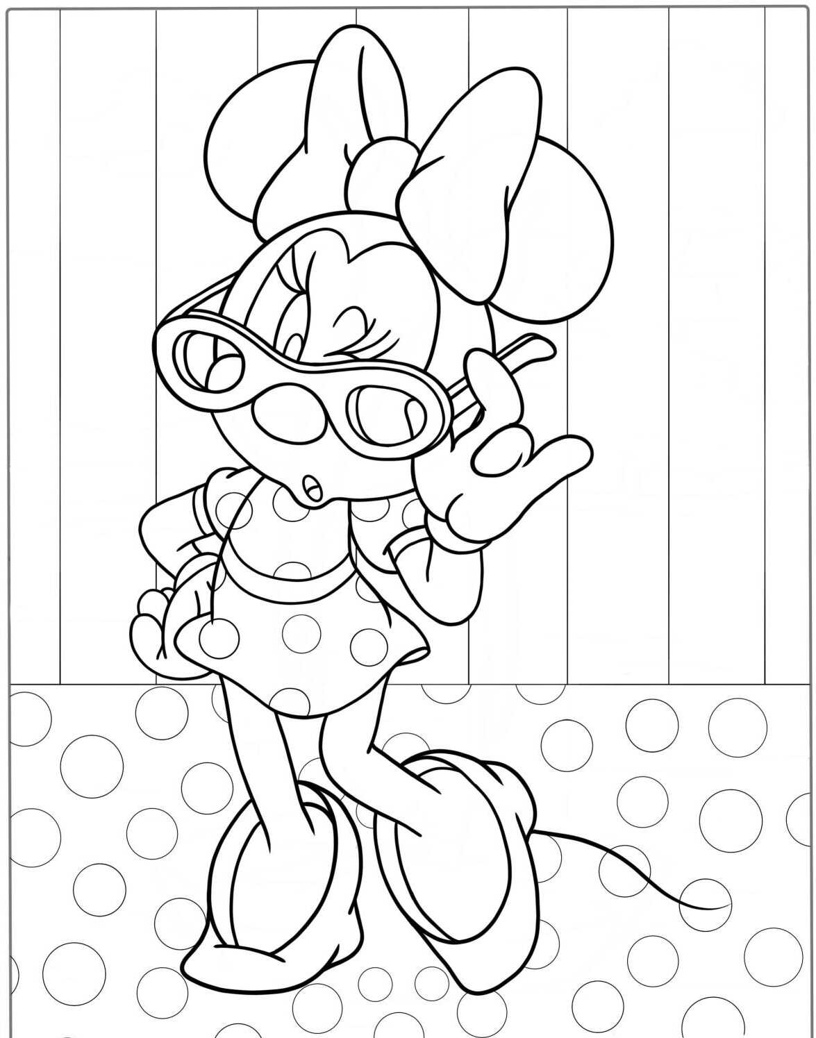 Desenho da Minnie com óculos para colorir