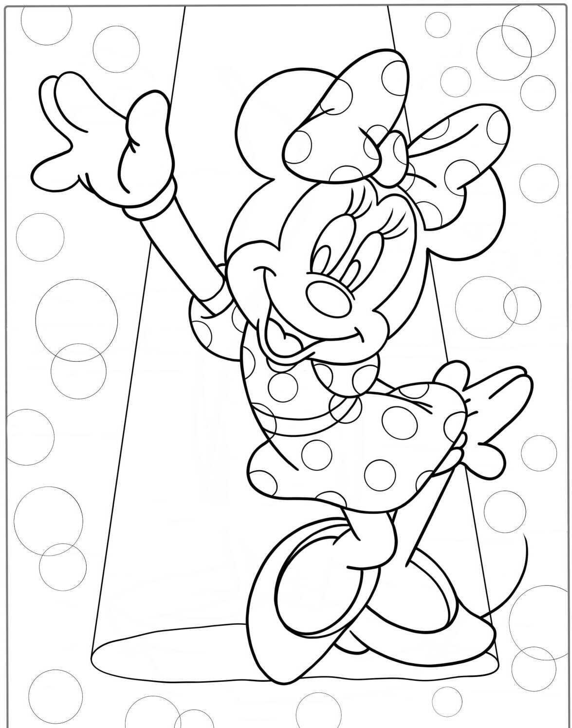 Desenho da Minnie acenando para colorir