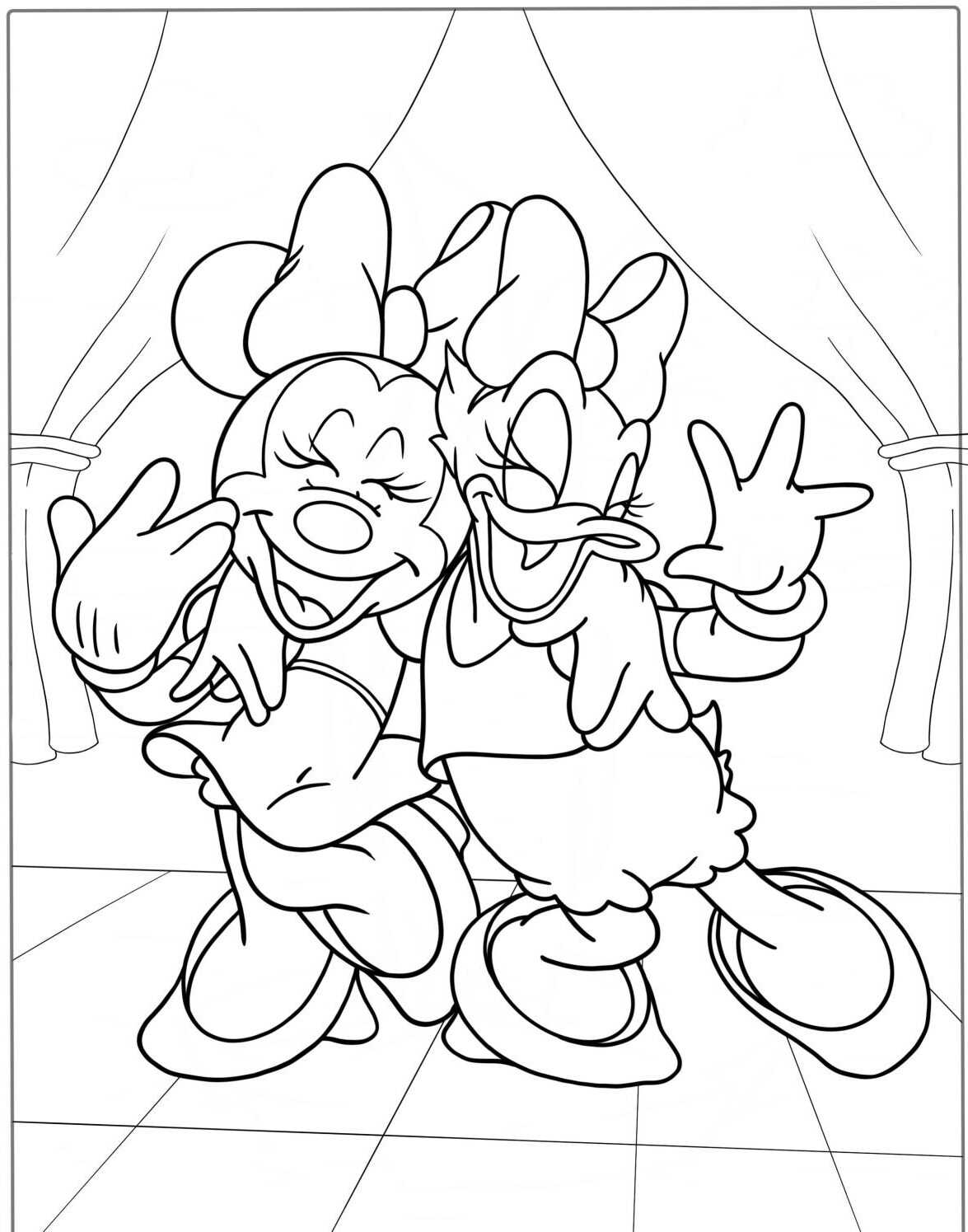 Desenho da Minnie com Margarida para colorir