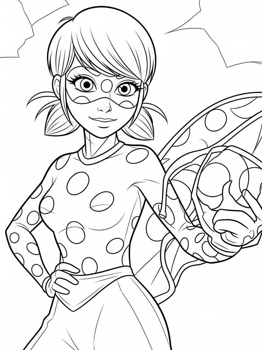 Desenho Miraculous Ladybug com Marinette para colorir
