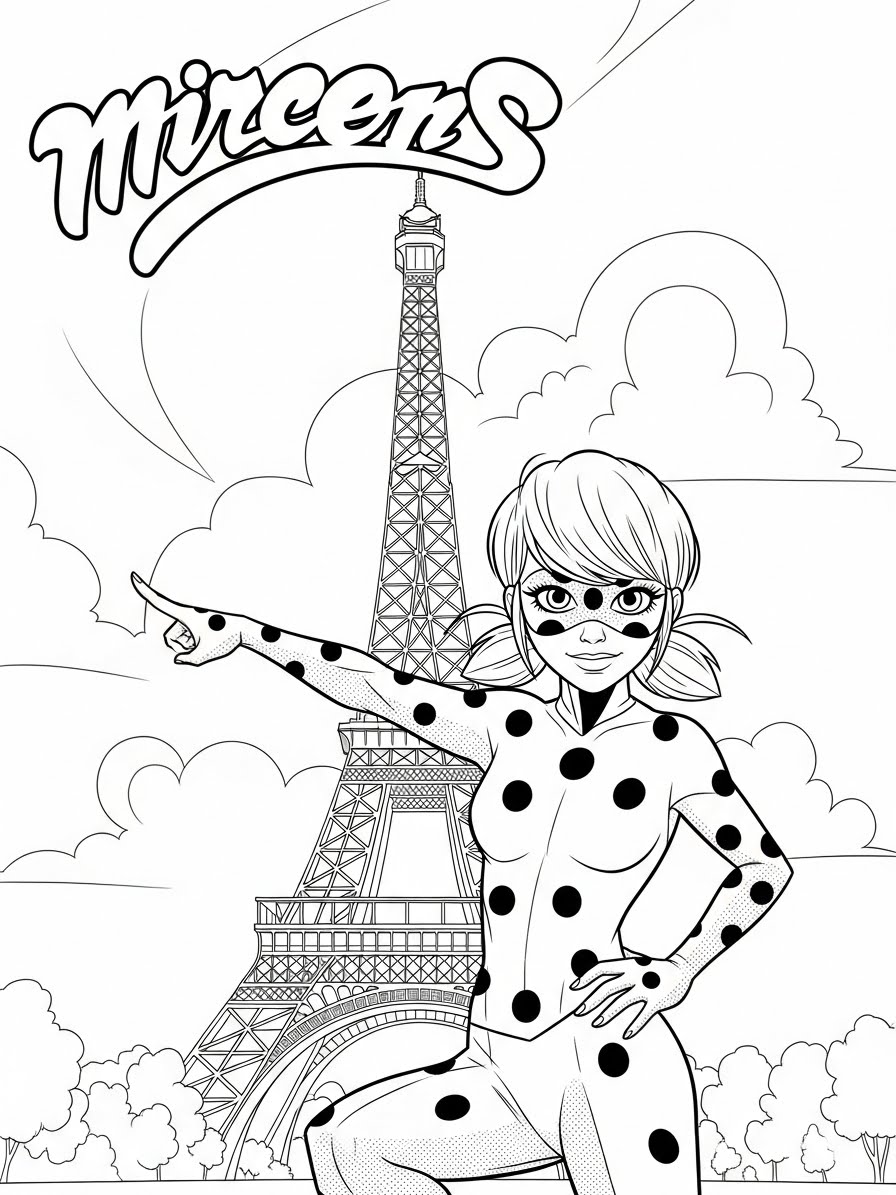 Desenho Miraculous Ladybug com Marinette para colorir