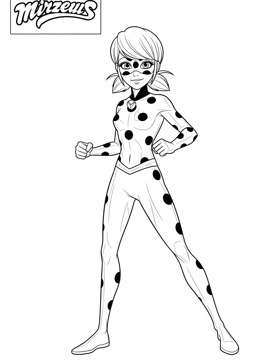 Desenho Miraculous Ladybug com a Marinette para colorir