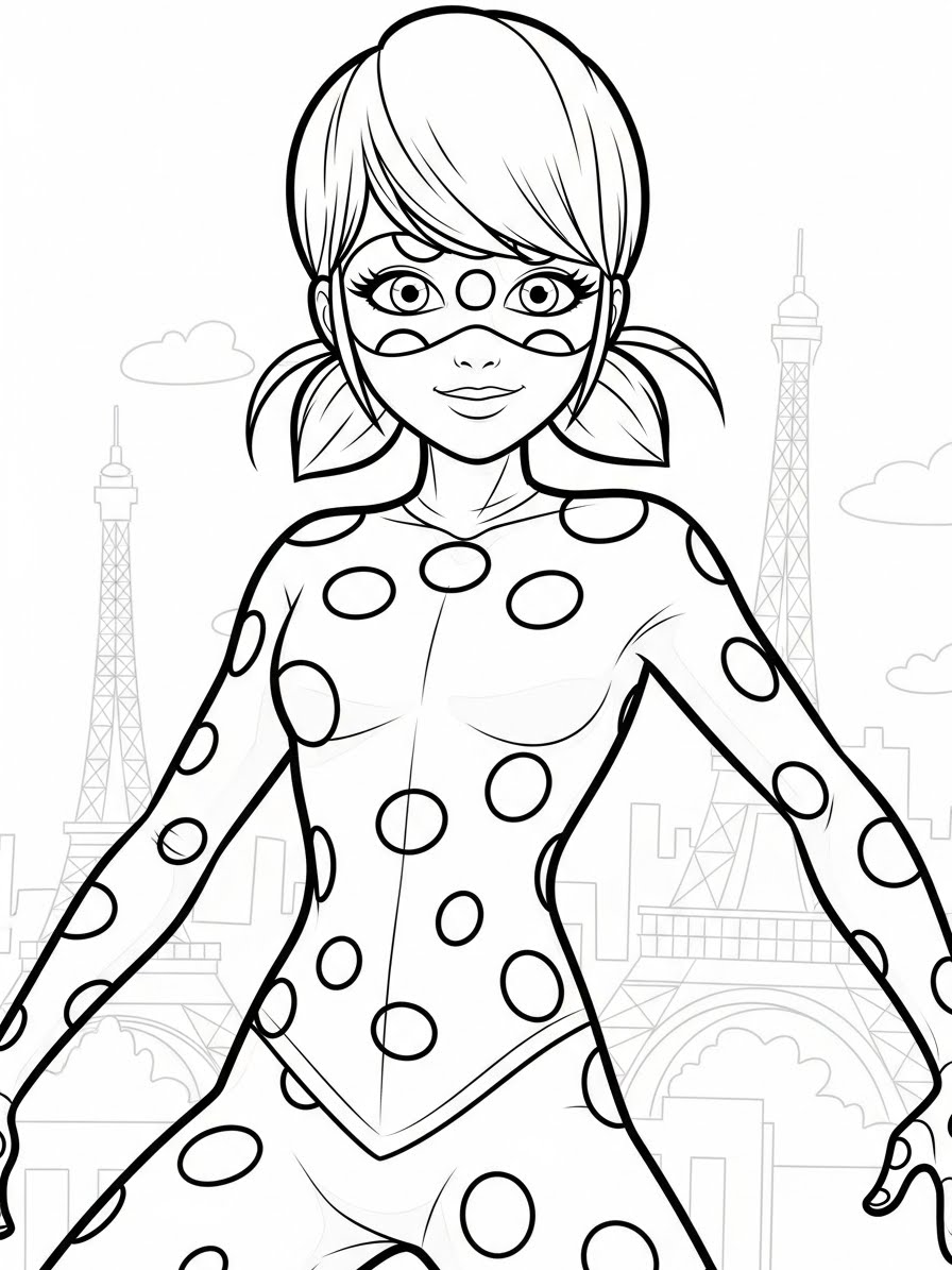 Desenho Miraculous Ladybug com Marinette para colorir