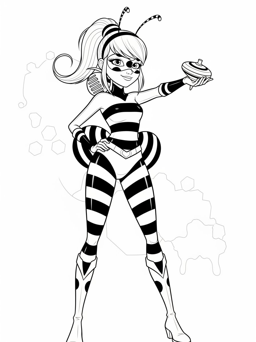 Desenho Miraculous Ladybug com a personagem abelha para colorir