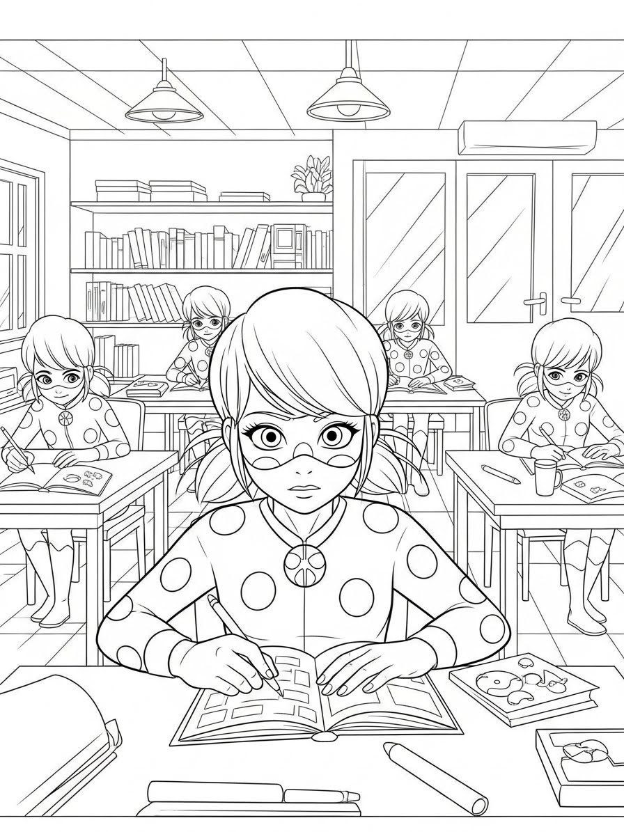Desenho Miraculous Ladybug com Marinette para colorir