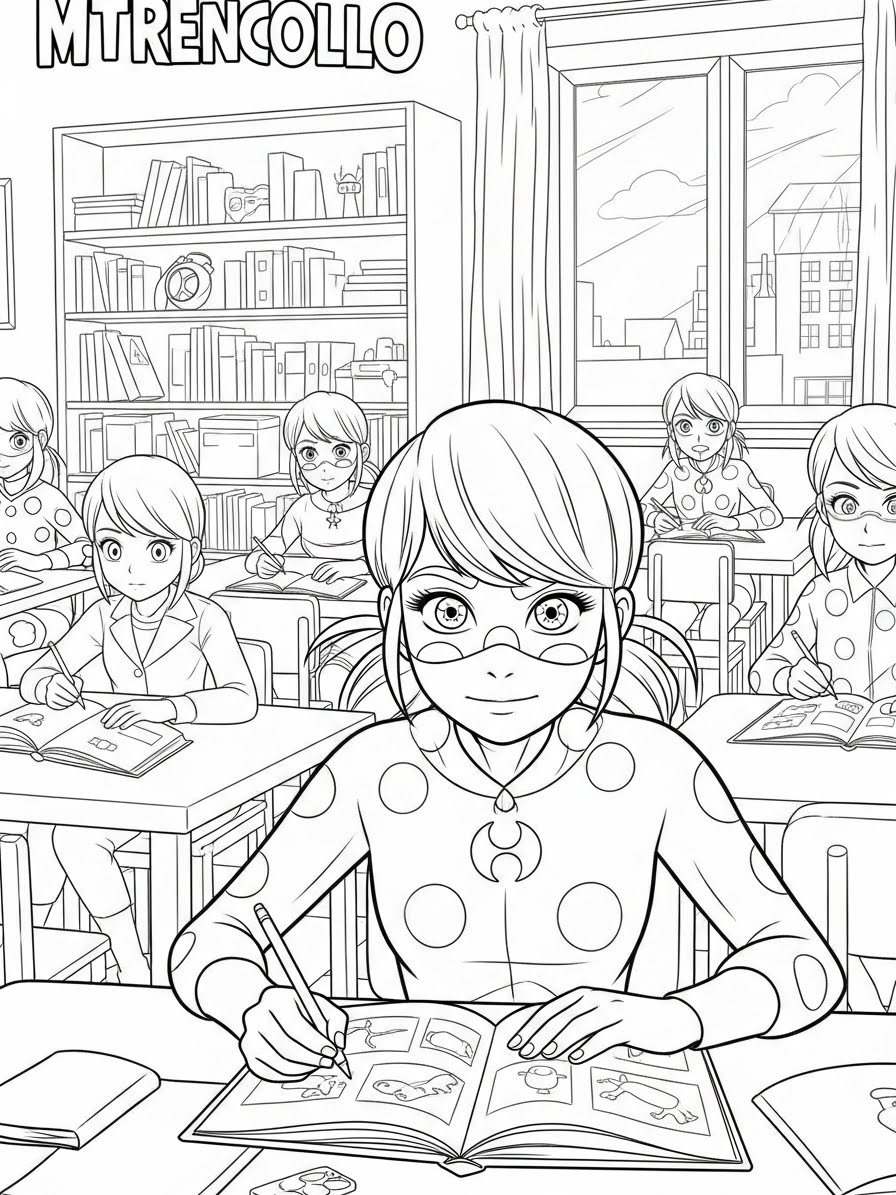 Desenho Miraculous Ladybug com Marinette para colorir