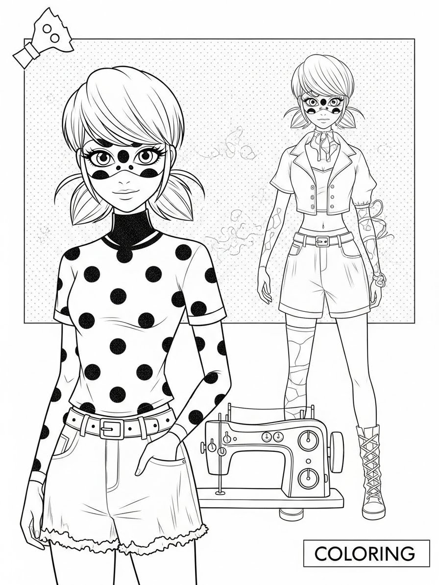 Desenho Miraculous Ladybug com Marinette para colorir