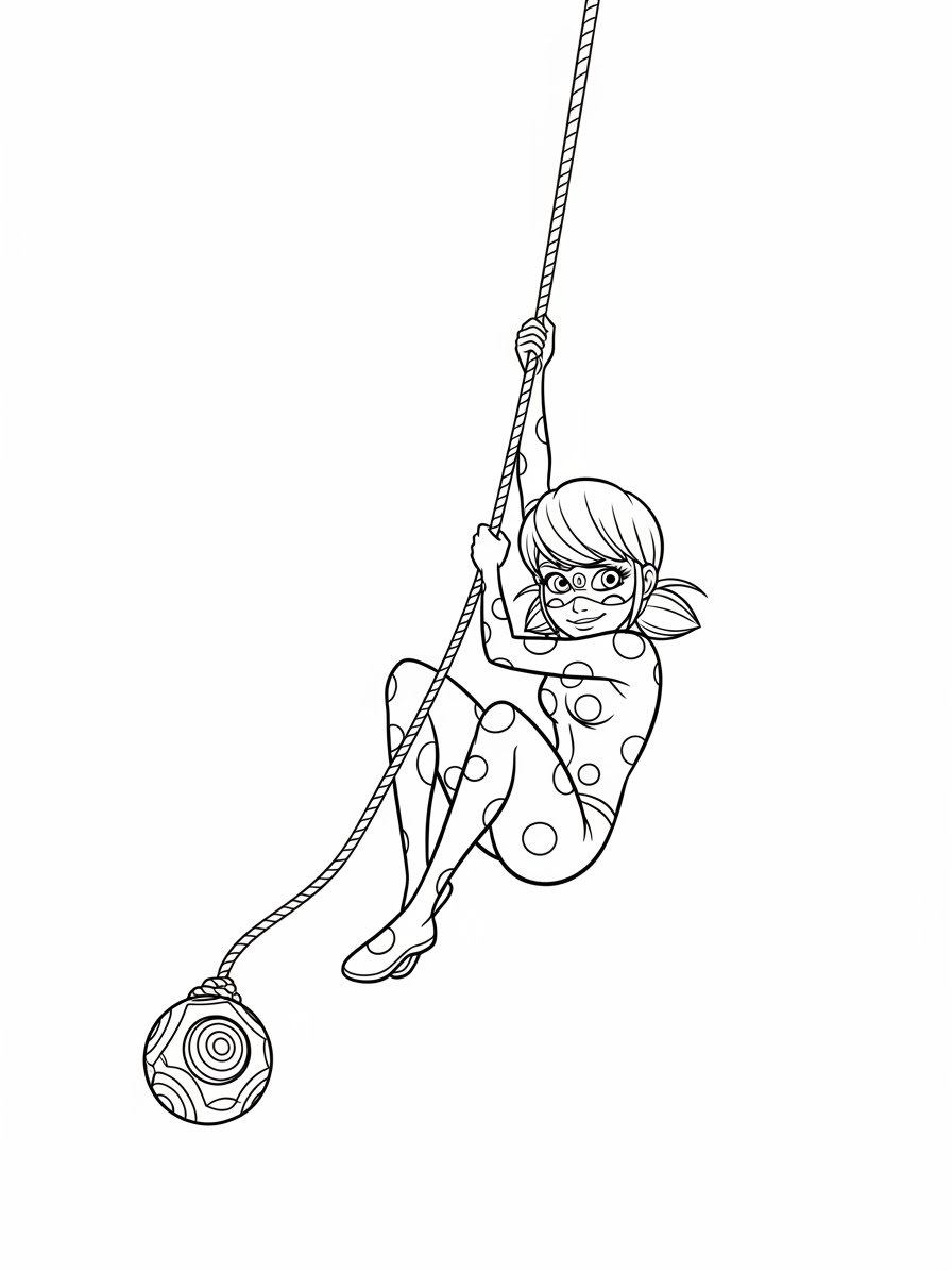 Desenho Miraculous Ladybug Marinette balançando para colorir