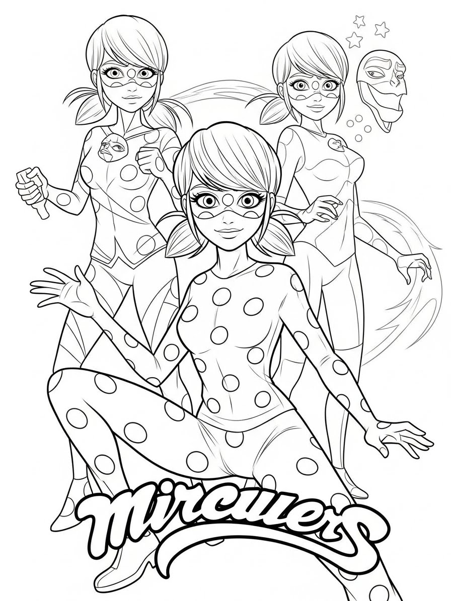 Desenho Miraculous Ladybug com Marinette para colorir