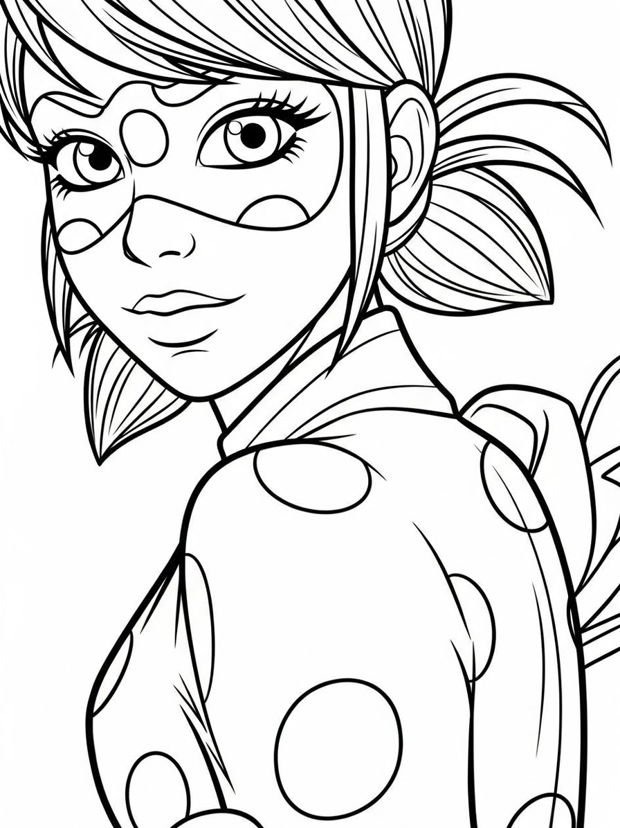 Desenho Miraculous Ladybug com a Marinette para colorir