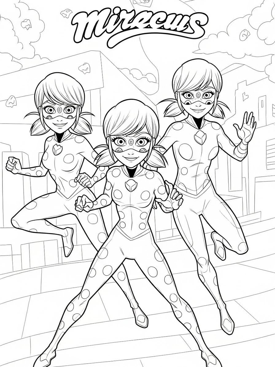 Desenho Miraculous Ladybug com Marinette para colorir