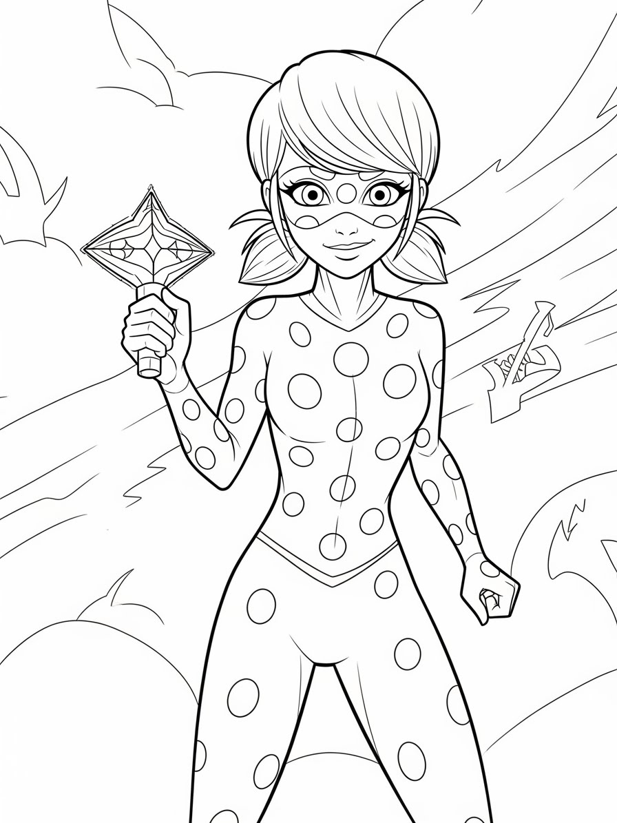 Desenho Miraculous Ladybug com Marinette para colorir