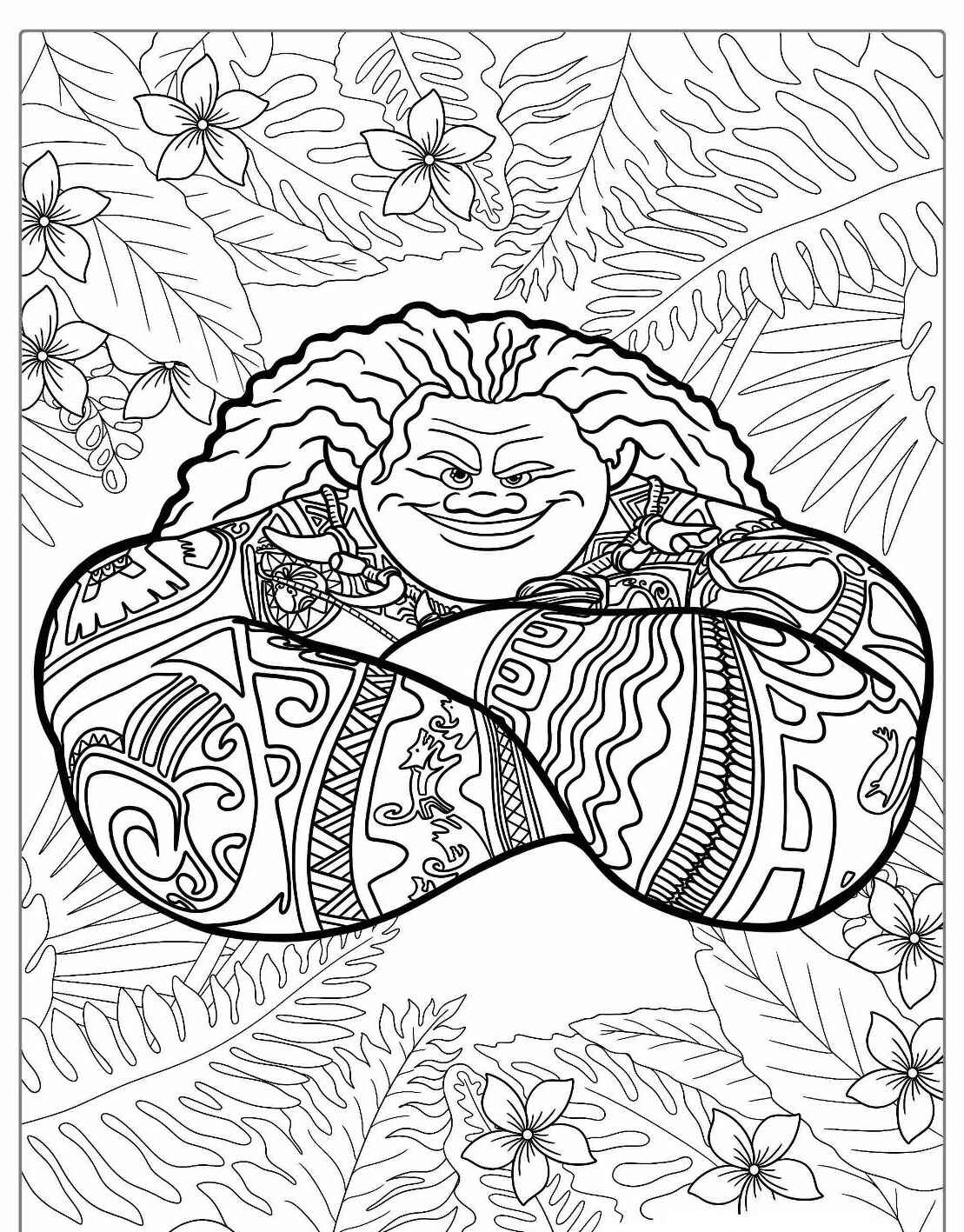 Desenho do personagem Maui em estilo para colorir
