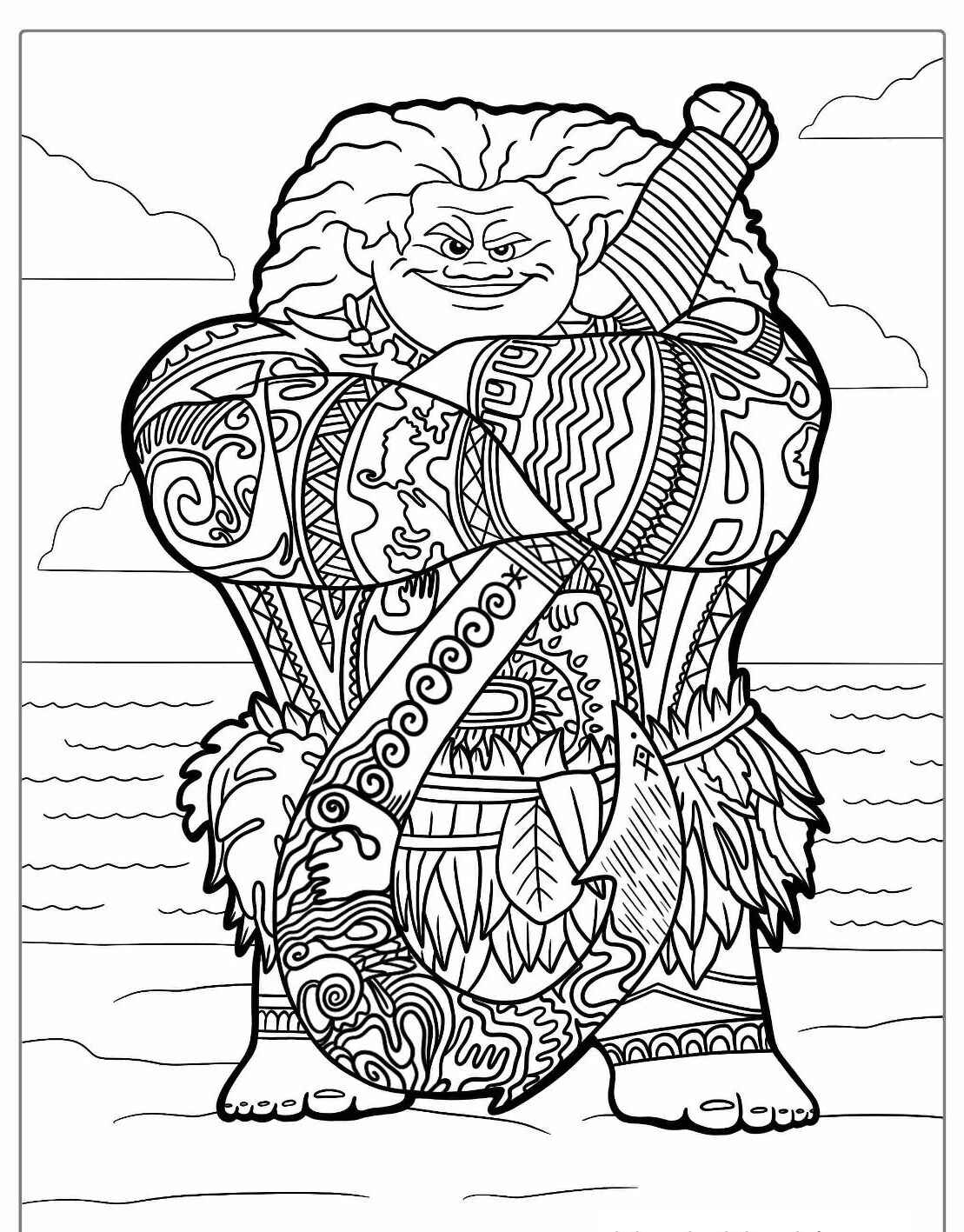 Desenho de Maui da Moana para colorir