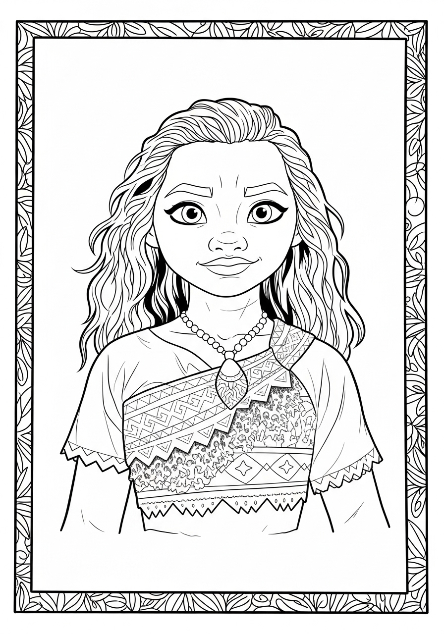 Desenho da Moana em destaque para colorir