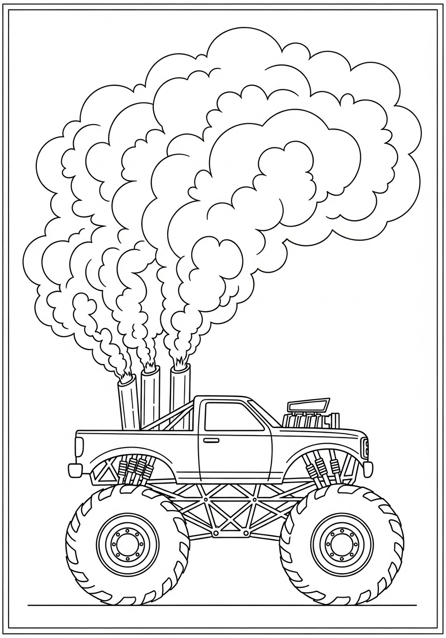 Desenho Monster Truck com fumaça para colorir