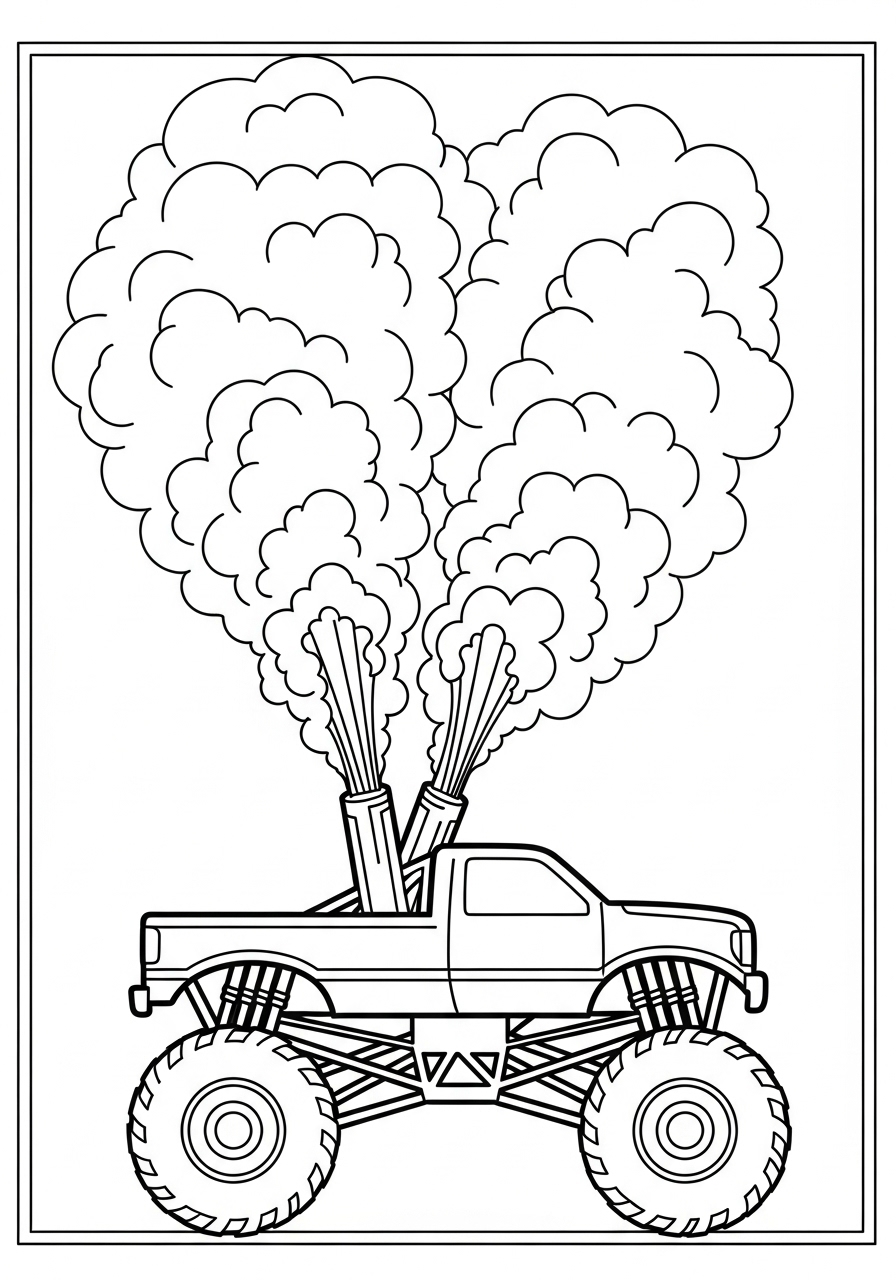Desenho Monster Truck com canos de fumaça para colorir