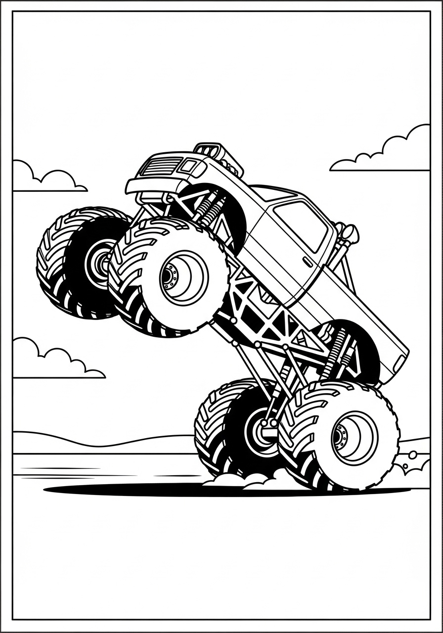 Desenho Monster Truck acelerando para colorir