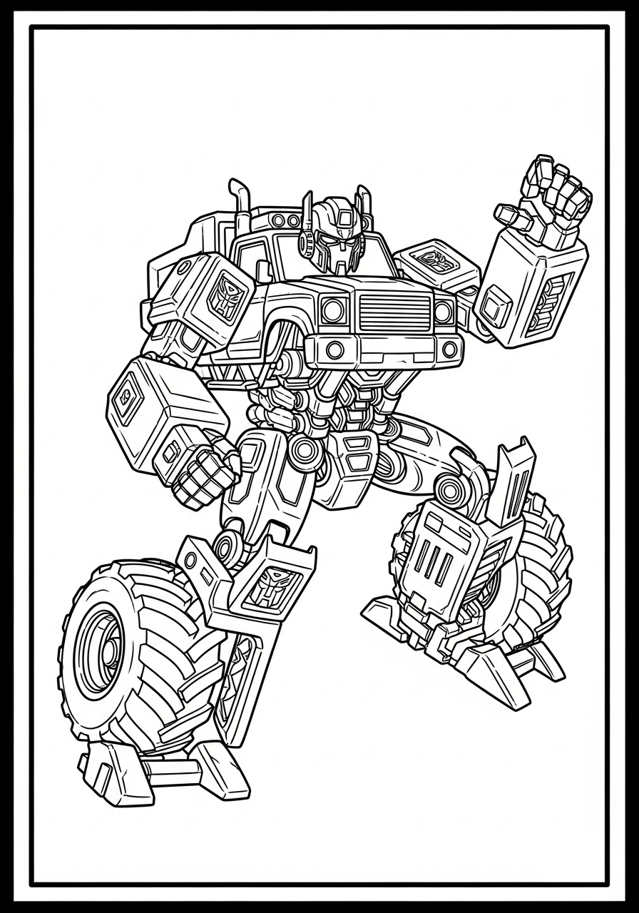 Desenho Monster Truck robô em pé para colorir
