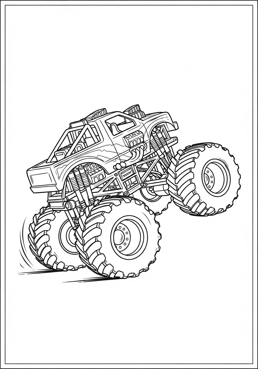 Desenho Monster Truck em movimento para colorir