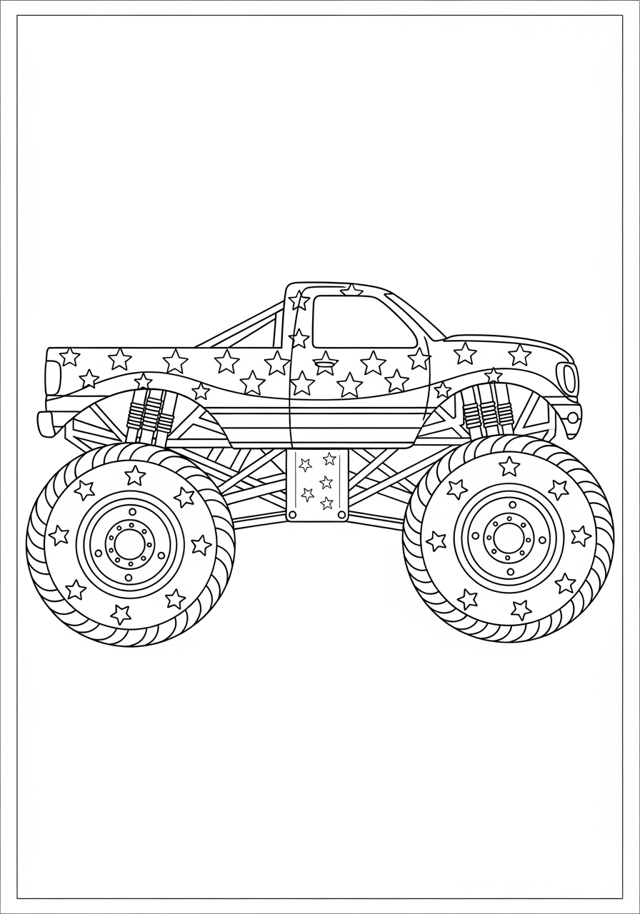 Desenho Monster Truck com estrelas para colorir