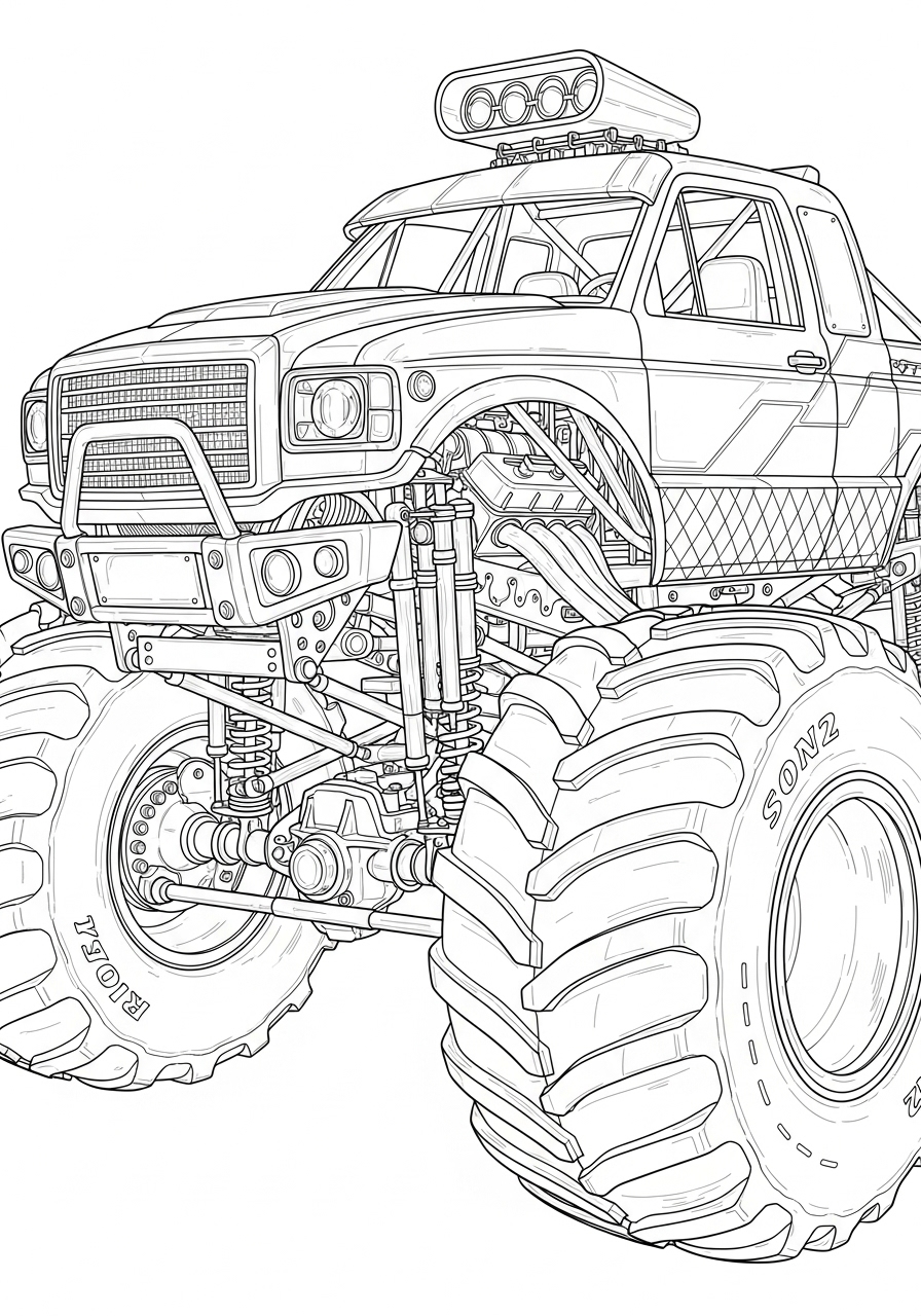 Desenho Monster Truck em detalhes para colorir