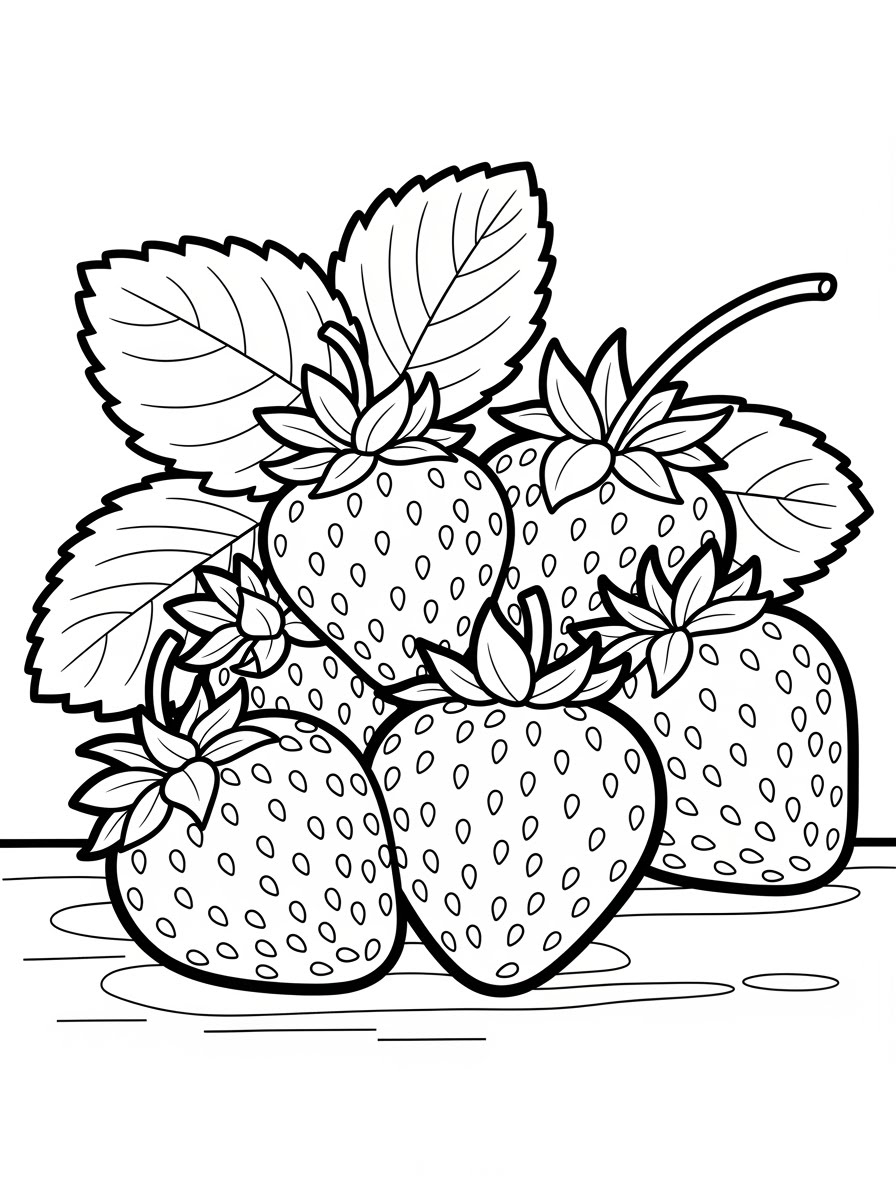 Desenho de Morango realista para colorir