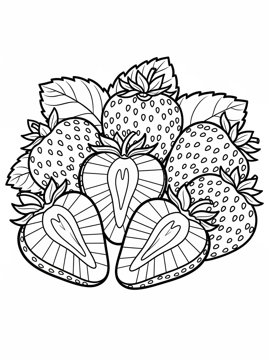 Desenho de Morango simples e divertido para colorir