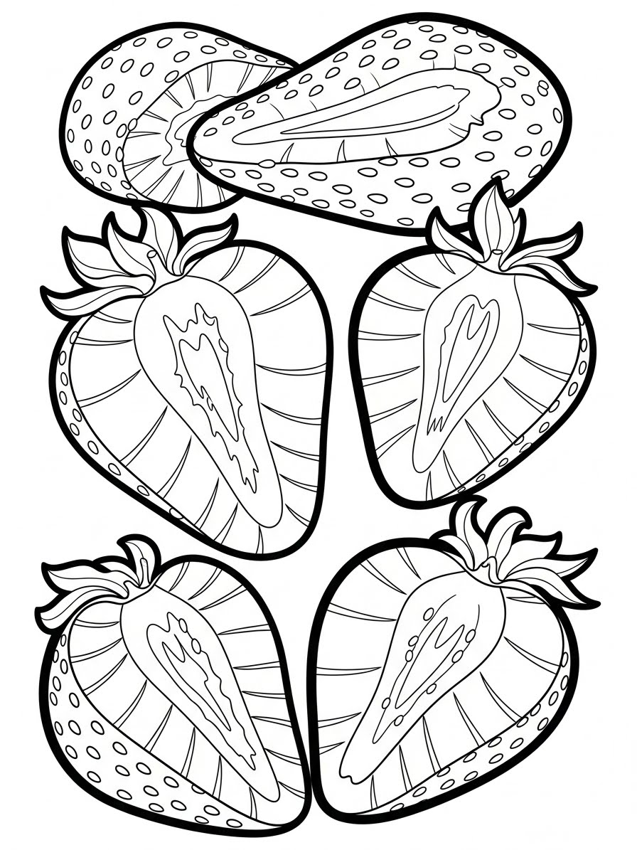 Desenho de Morangos realistas para colorir