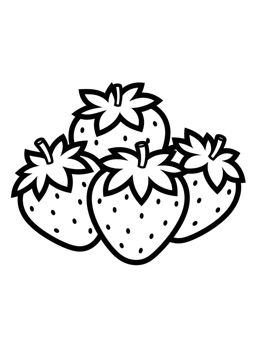 Desenho de Morangos simples para colorir