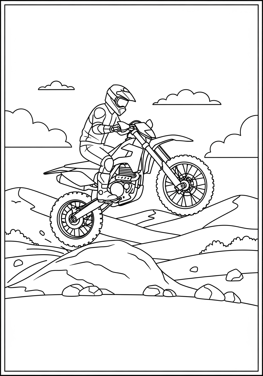 Desenho de Moto Off-Road saltando para colorir