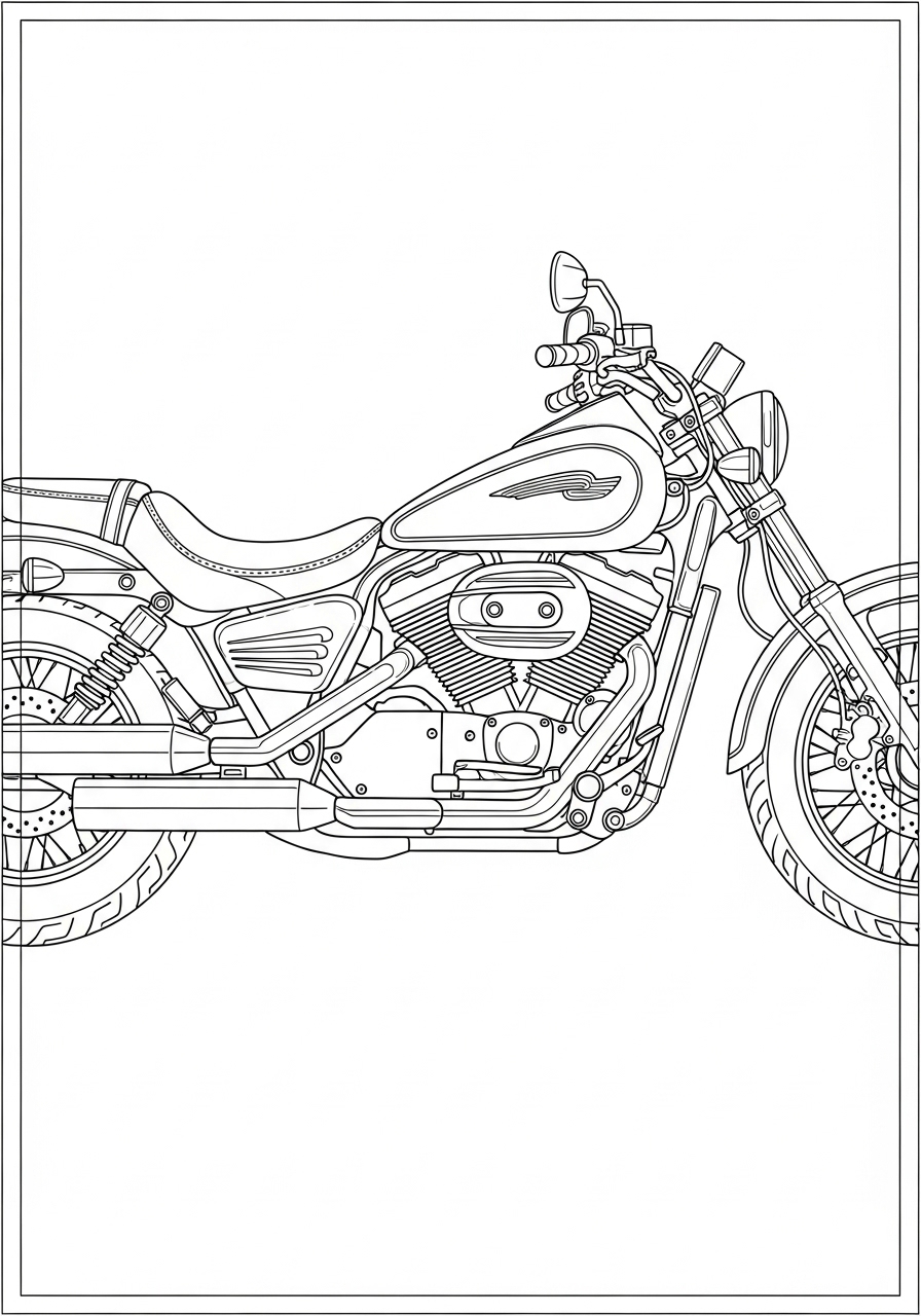 Desenho de Moto Clássica para Colorir