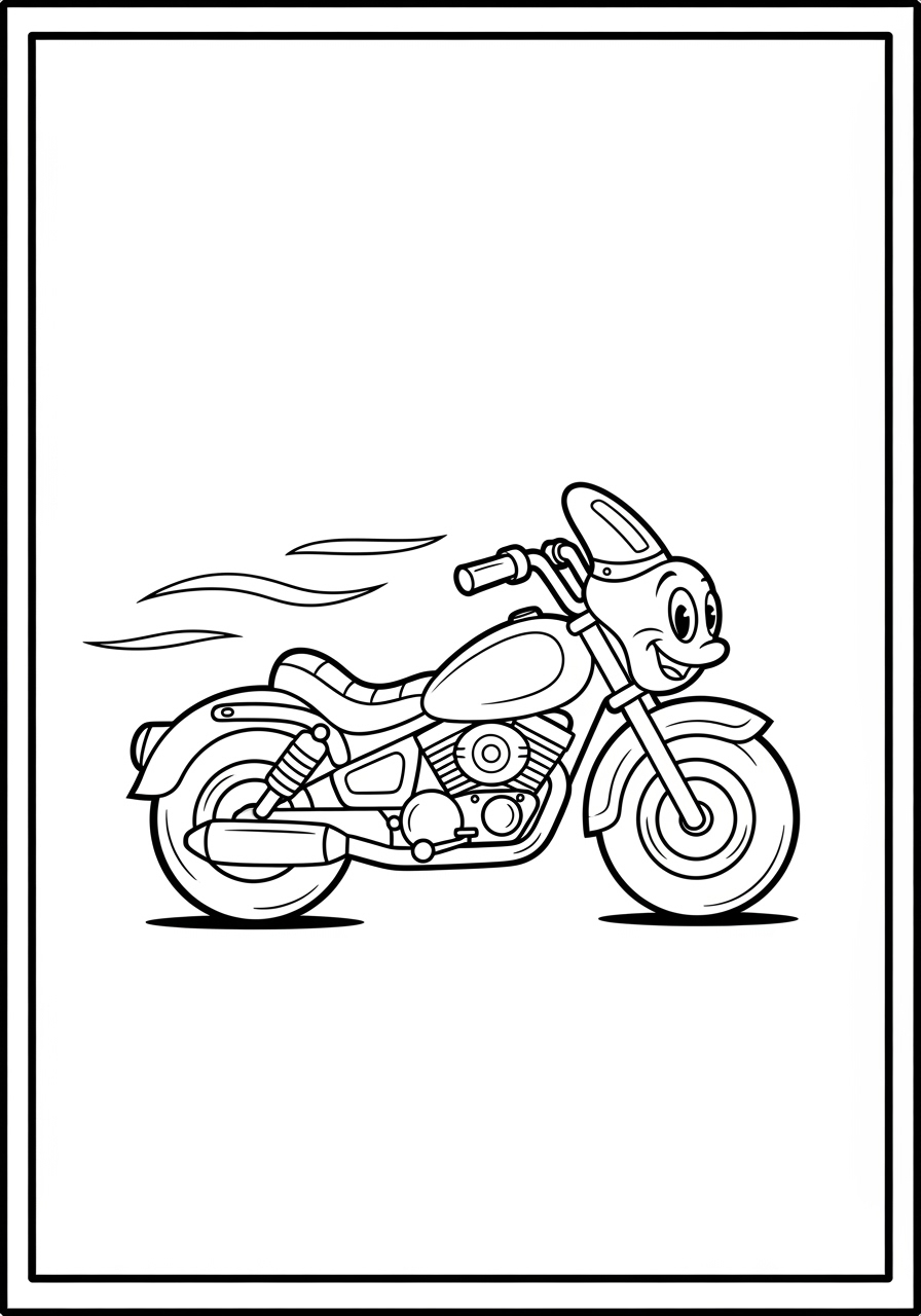 Desenho de Moto com Coelho para Colorir