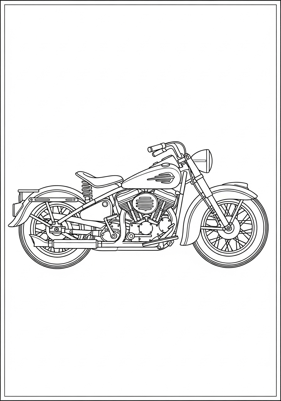 Desenho de Moto Clássica para Colorir