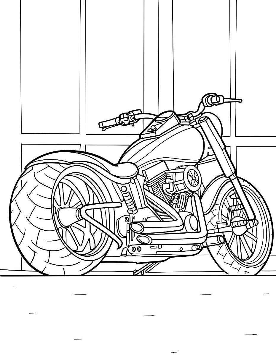 Desenho de Moto Customizada para colorir