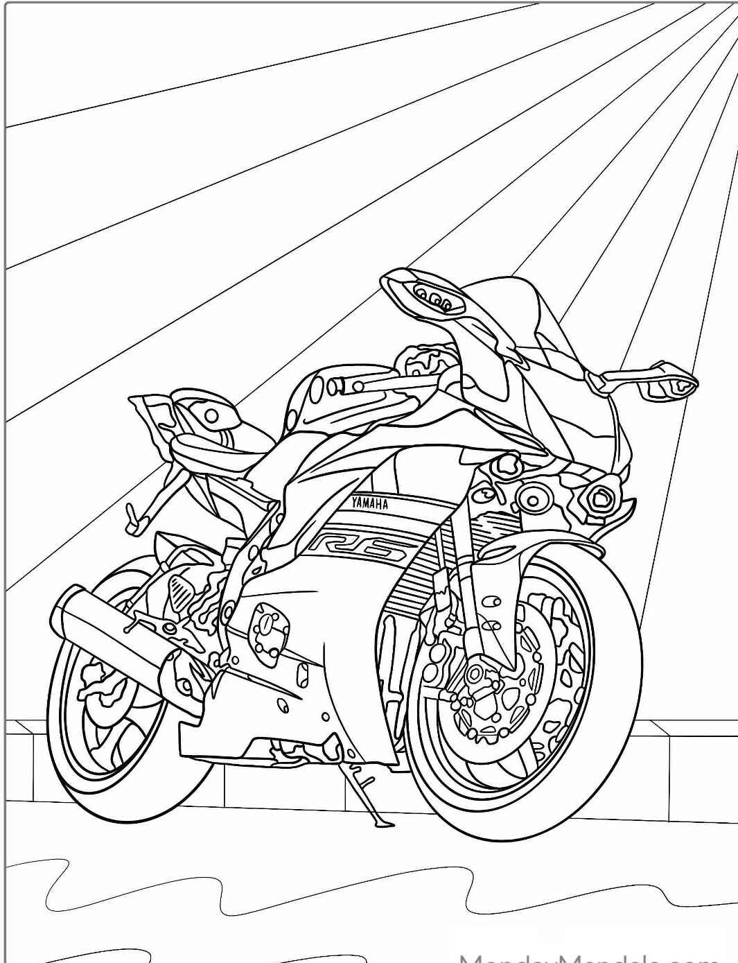 Desenho de Moto Esportiva para Colorir