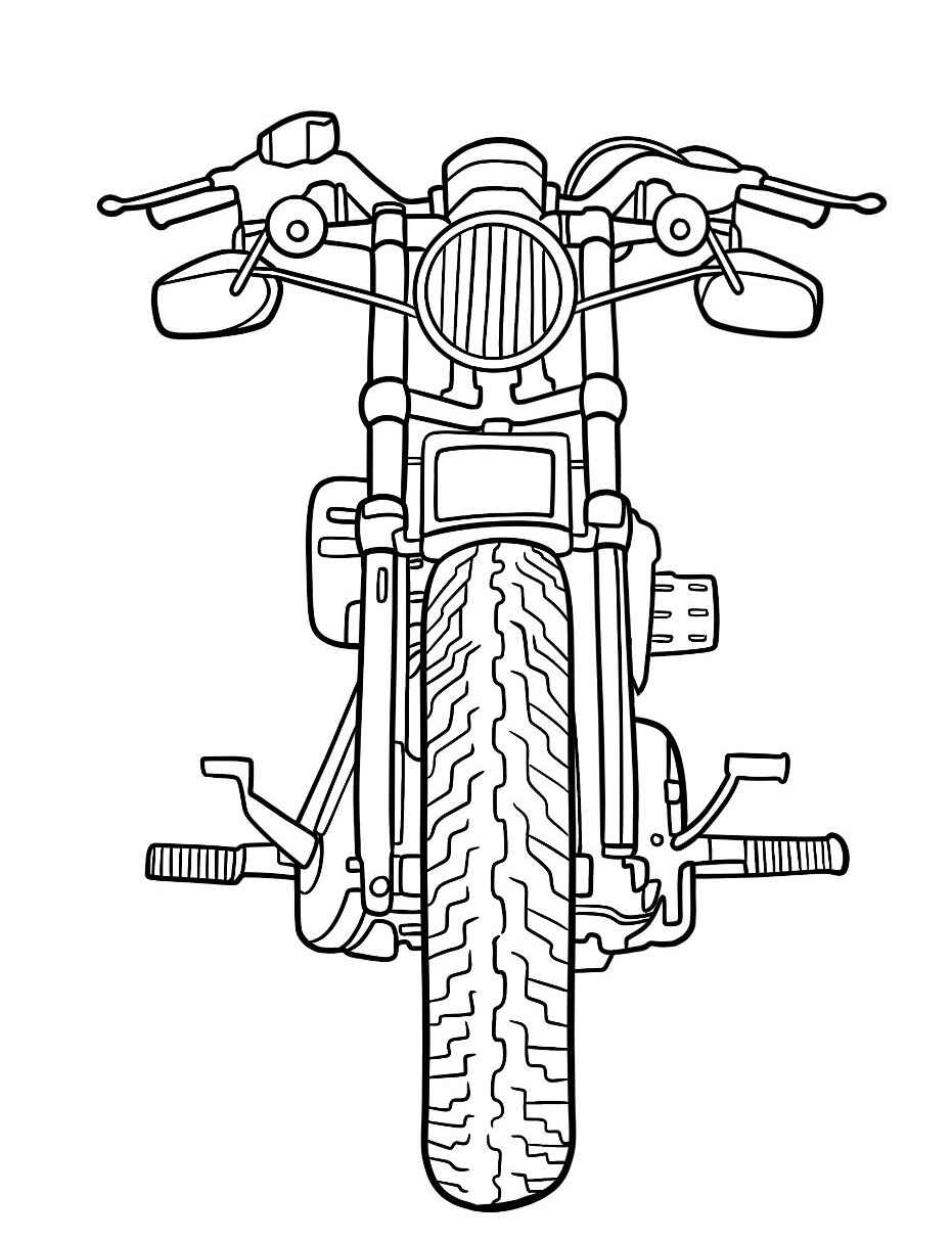 Desenho de Moto Clássica Frontal para colorir
