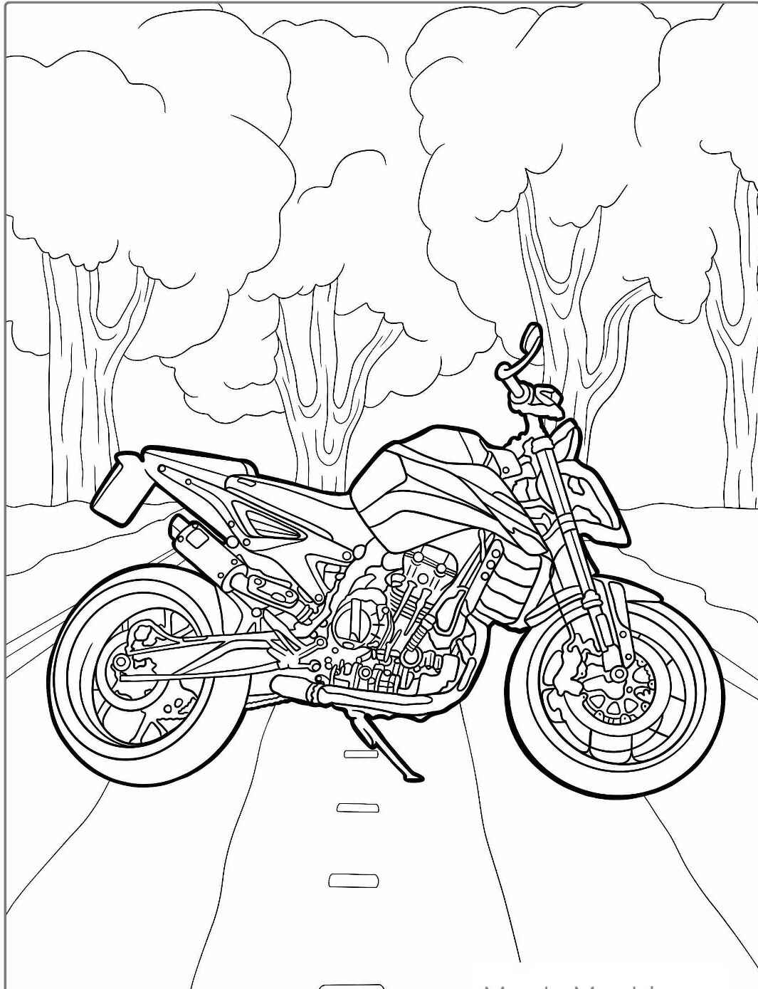 Desenho de Moto Esportiva em Estrada para Colorir