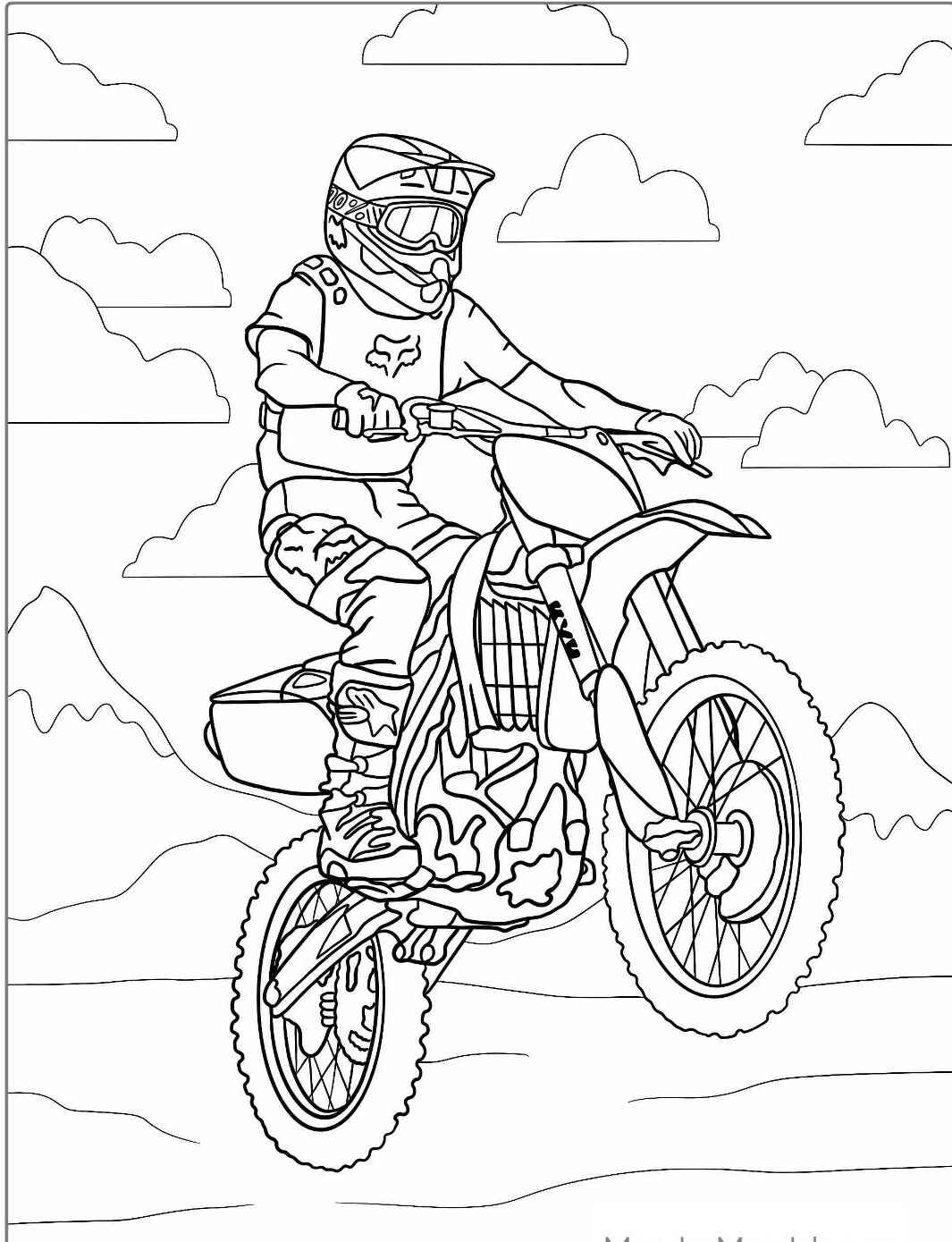 Desenho de Moto de Motocross para colorir