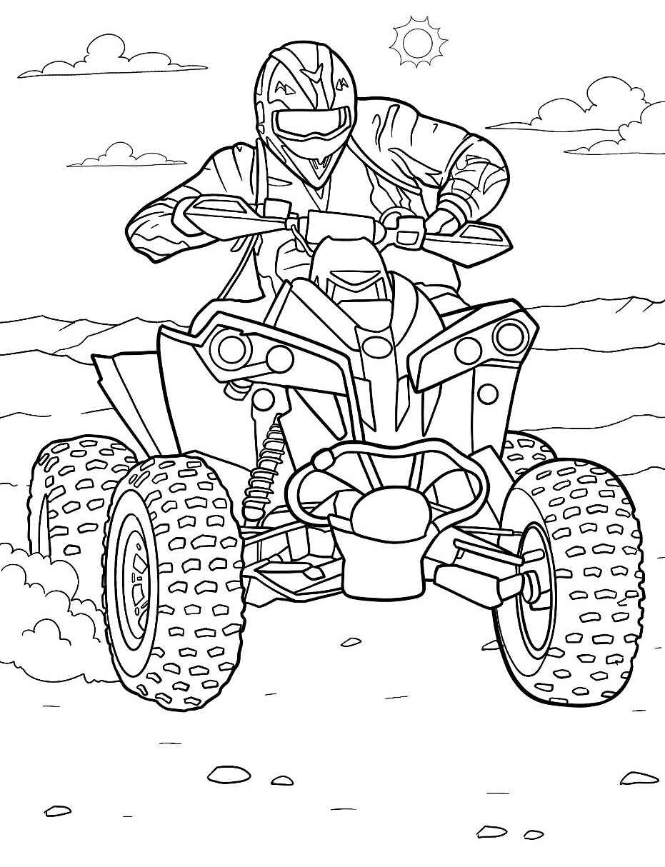 Desenho de Moto Off-Road com piloto para colorir