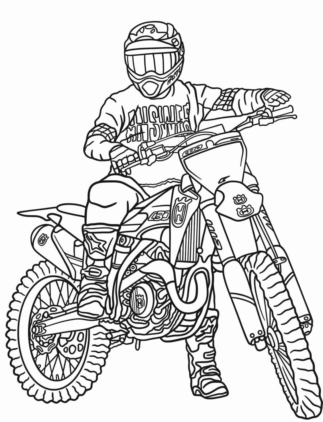 Desenho de Moto com Motociclista para colorir