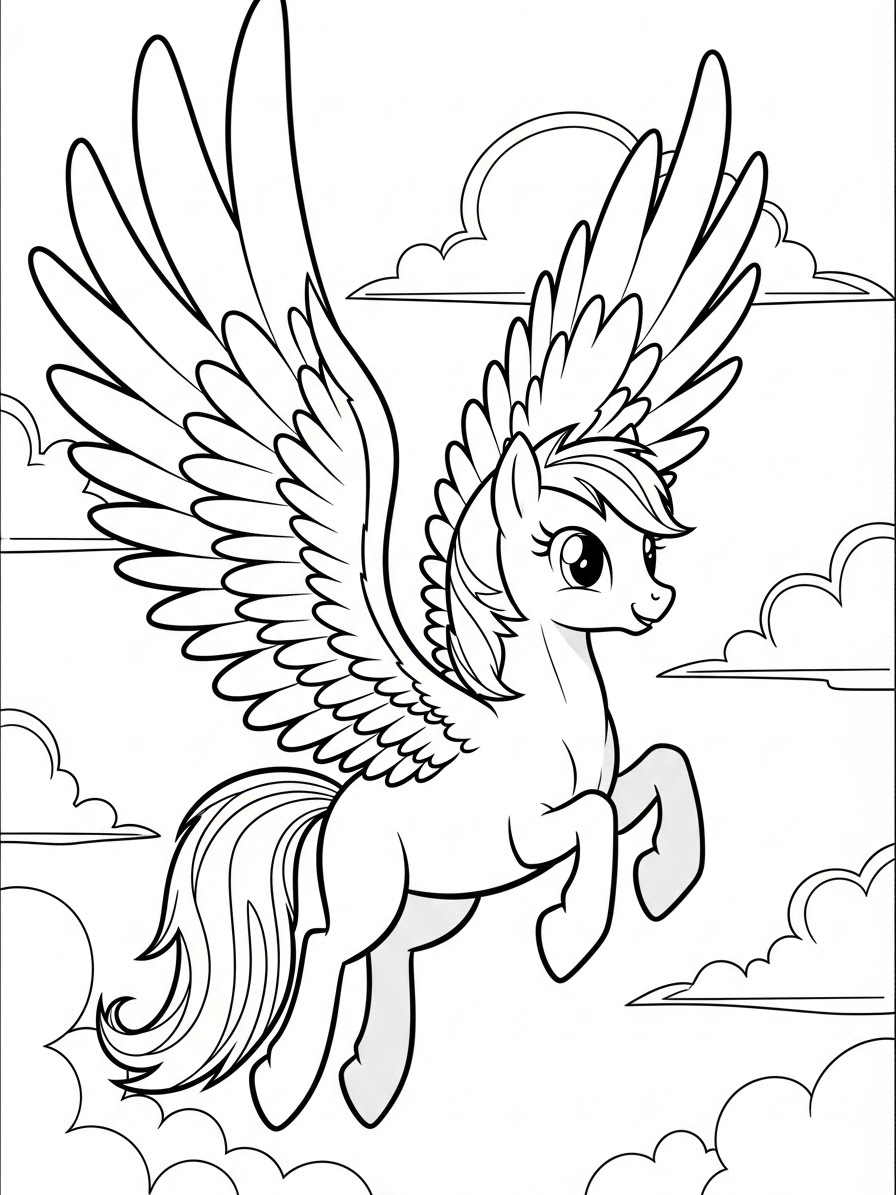 Desenho My Little Pony com um pônei alado para colorir