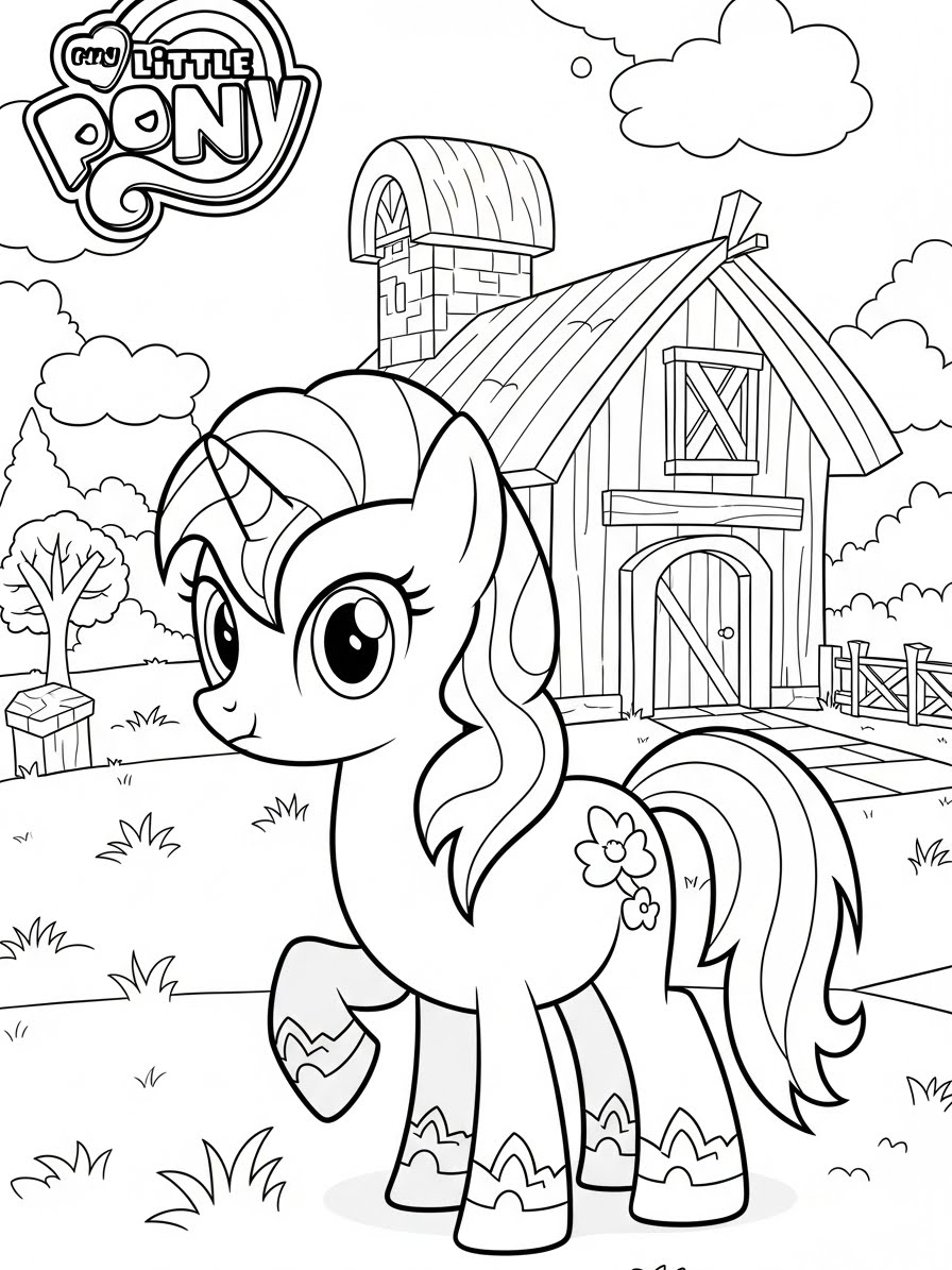 Desenho My Little Pony com personagem de pé para colorir