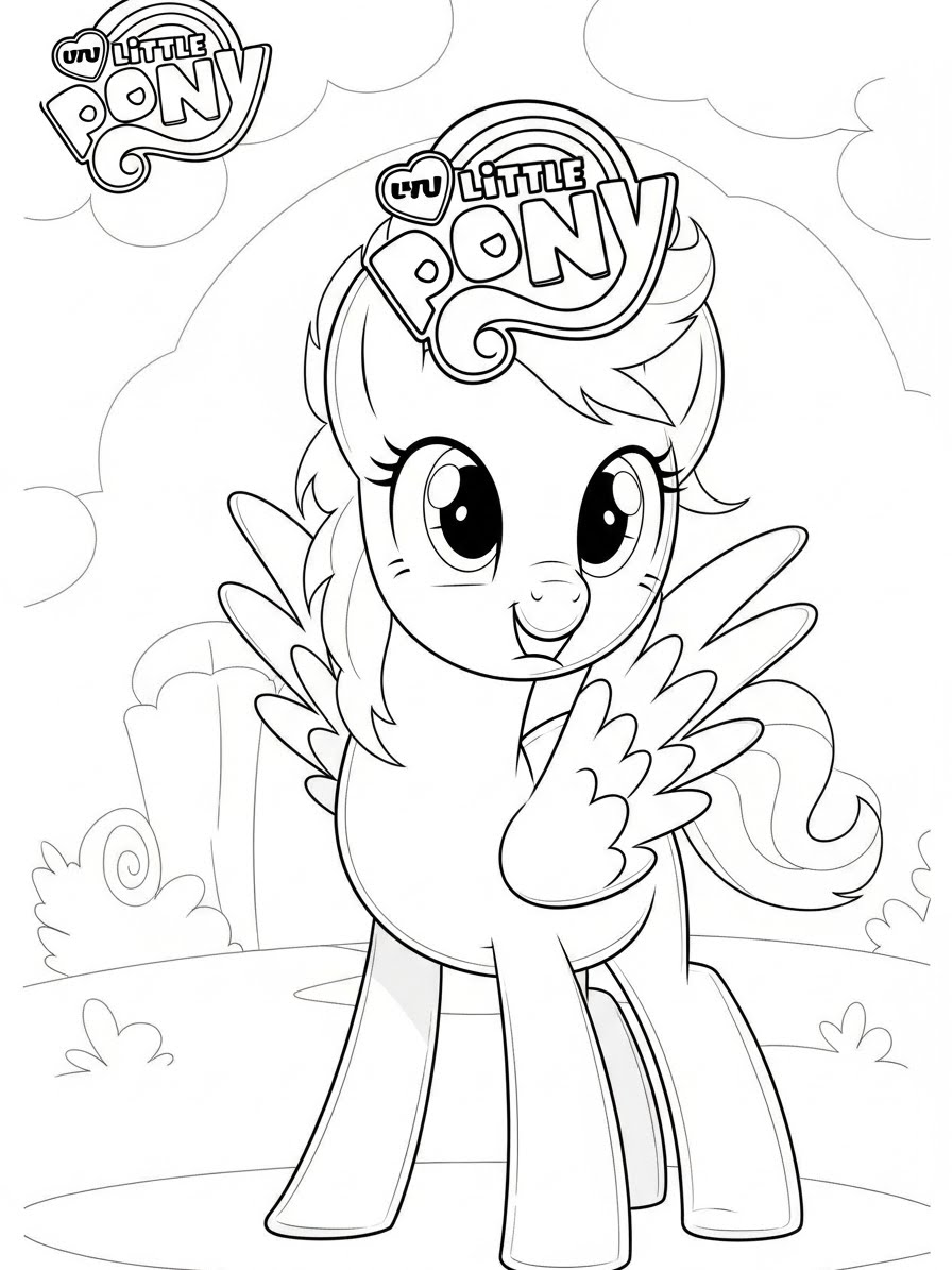 Desenho My Little Pony com um pônei com asas para colorir