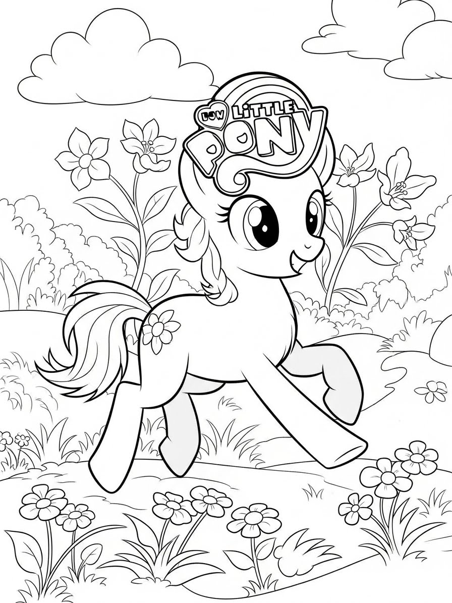 Desenho My Little Pony com um pônei fofo para colorir