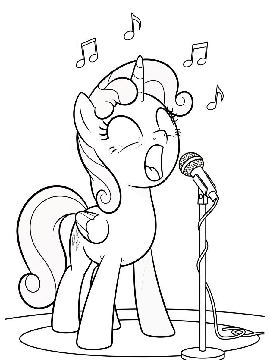 Desenho My Little Pony da Twilight cantando para colorir