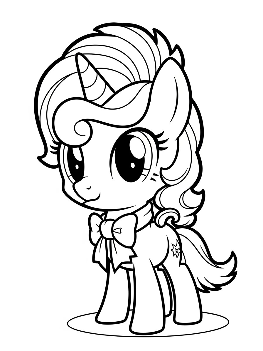 Desenho My Little Pony com um unicórnio fofo para colorir