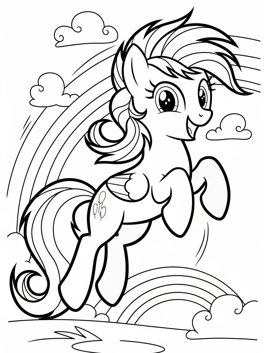 Desenho My Little Pony com a Rainbow Dash para colorir