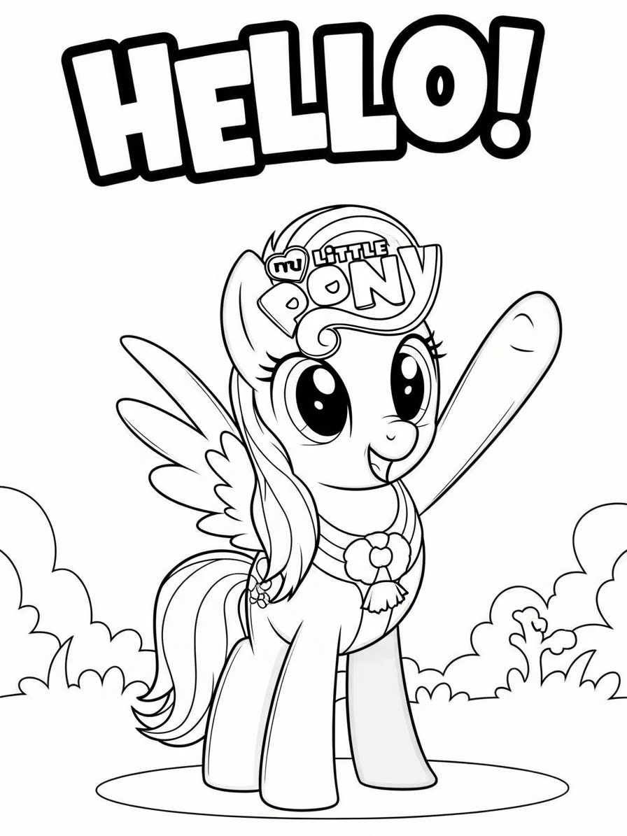 Desenho My Little Pony com a Rainbow Dash para colorir
