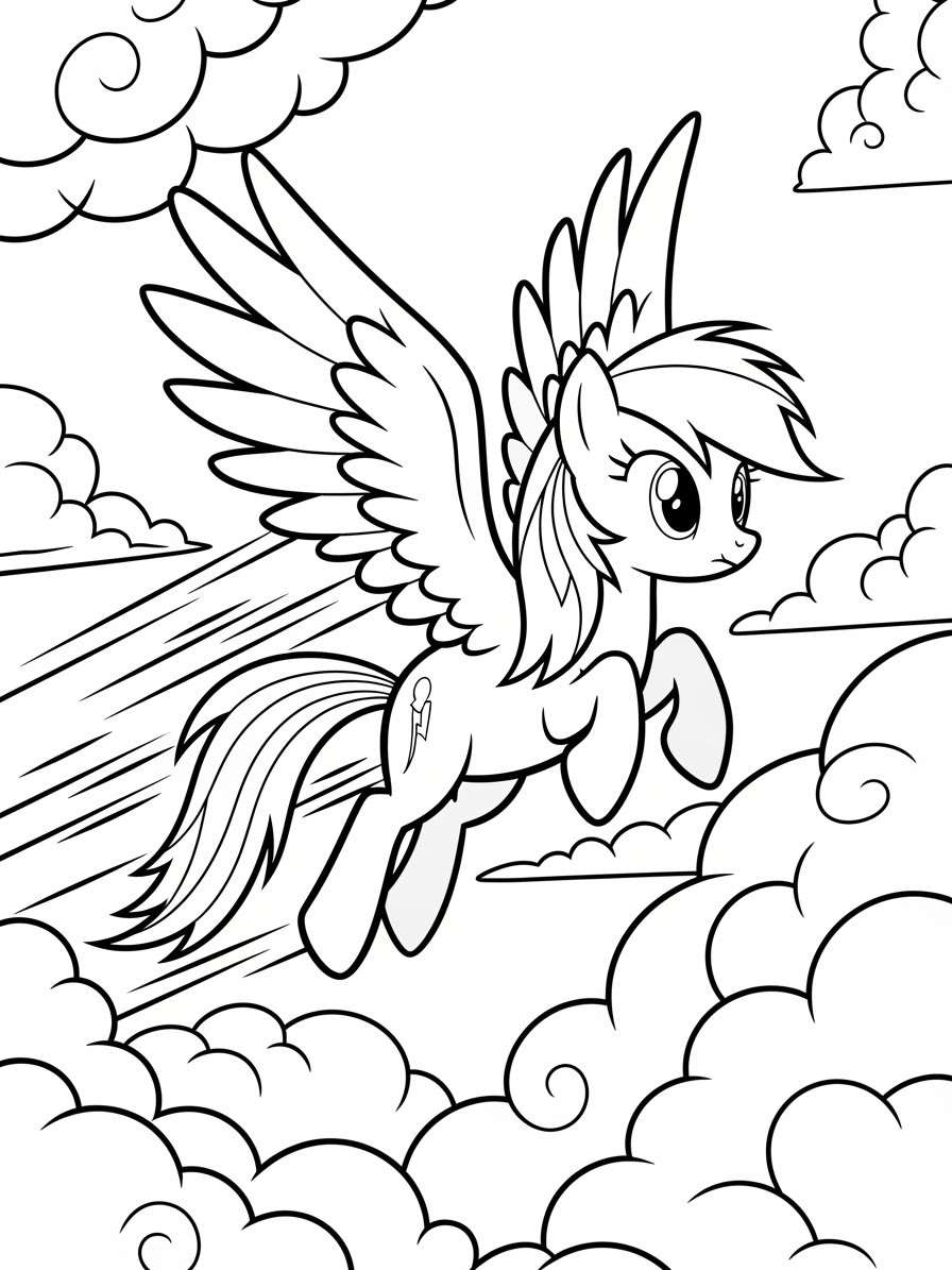 Desenho My Little Pony com a Rainbow Dash para colorir